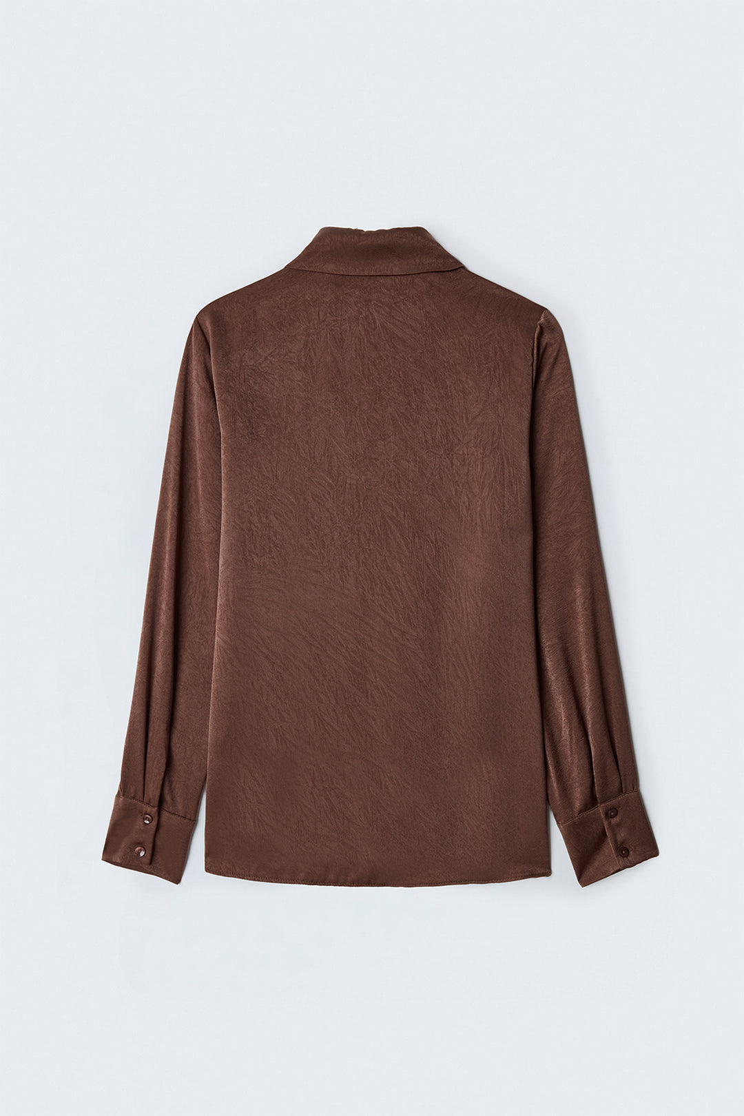 Sateen Chemise à patte cachée - Clair Marron