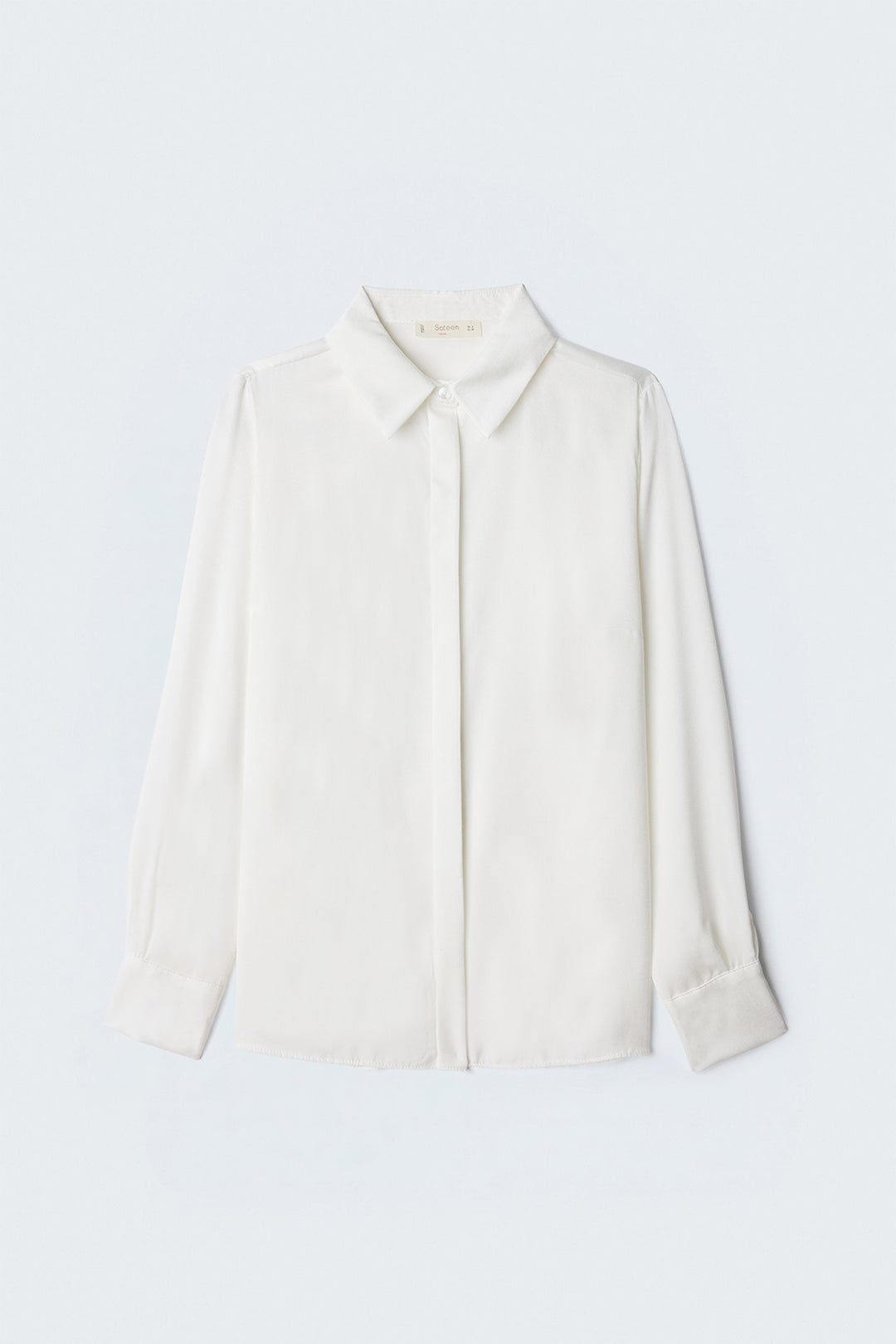 Sateen Chemise à patte cachée - Écru