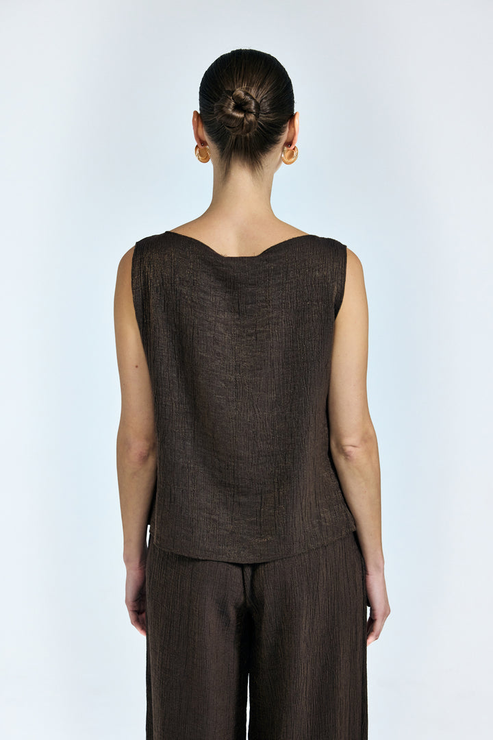 Sateen Blouse Glow - Marron