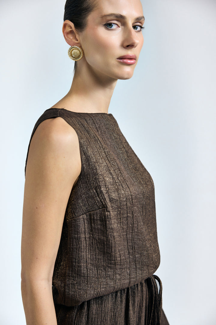 Sateen Blouse Glow - Marron