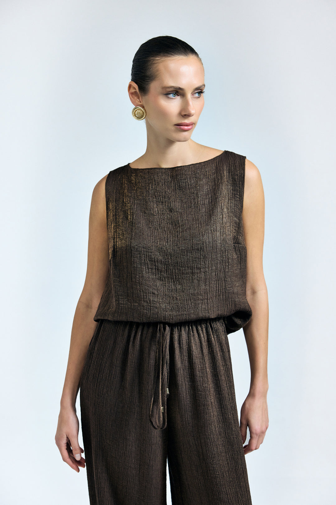Sateen Blouse Glow - Marron