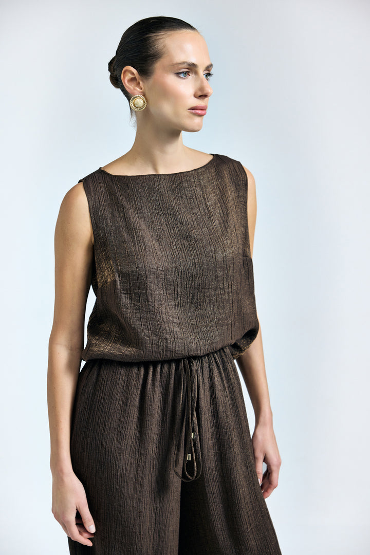 Sateen Blouse Glow - Marron