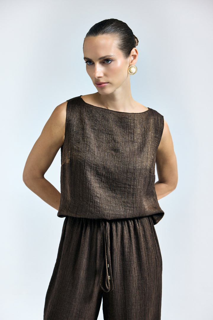 Sateen Blouse Glow - Marron
