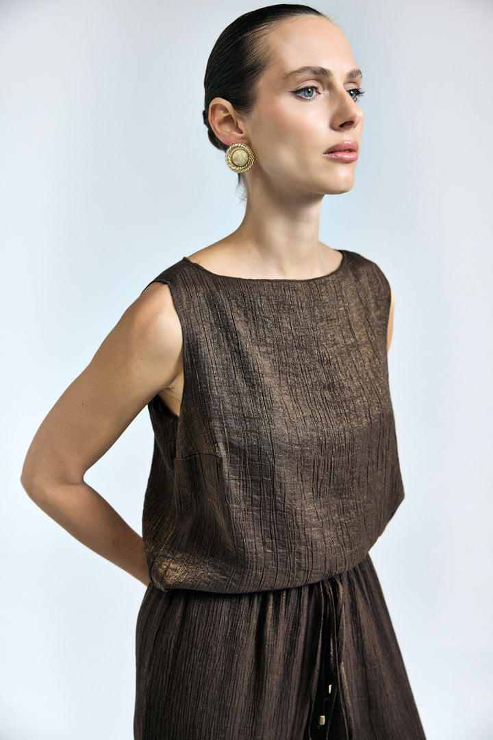 Sateen Blouse Glow - Marron