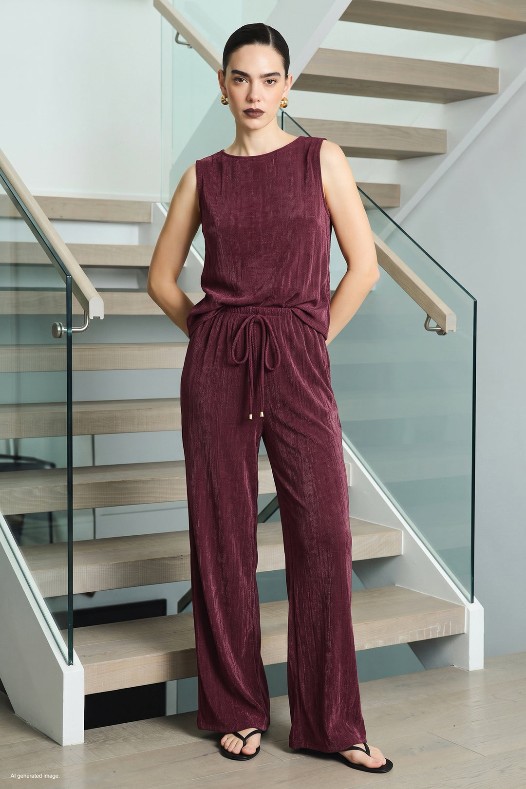 Sateen Pantalon Glow - Bordeaux