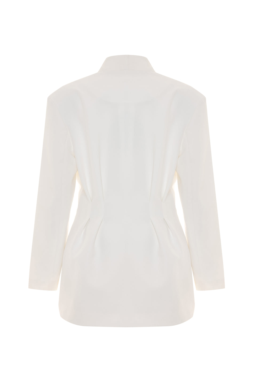 Sateen Veste Longue à Boutons Dorés - Écru