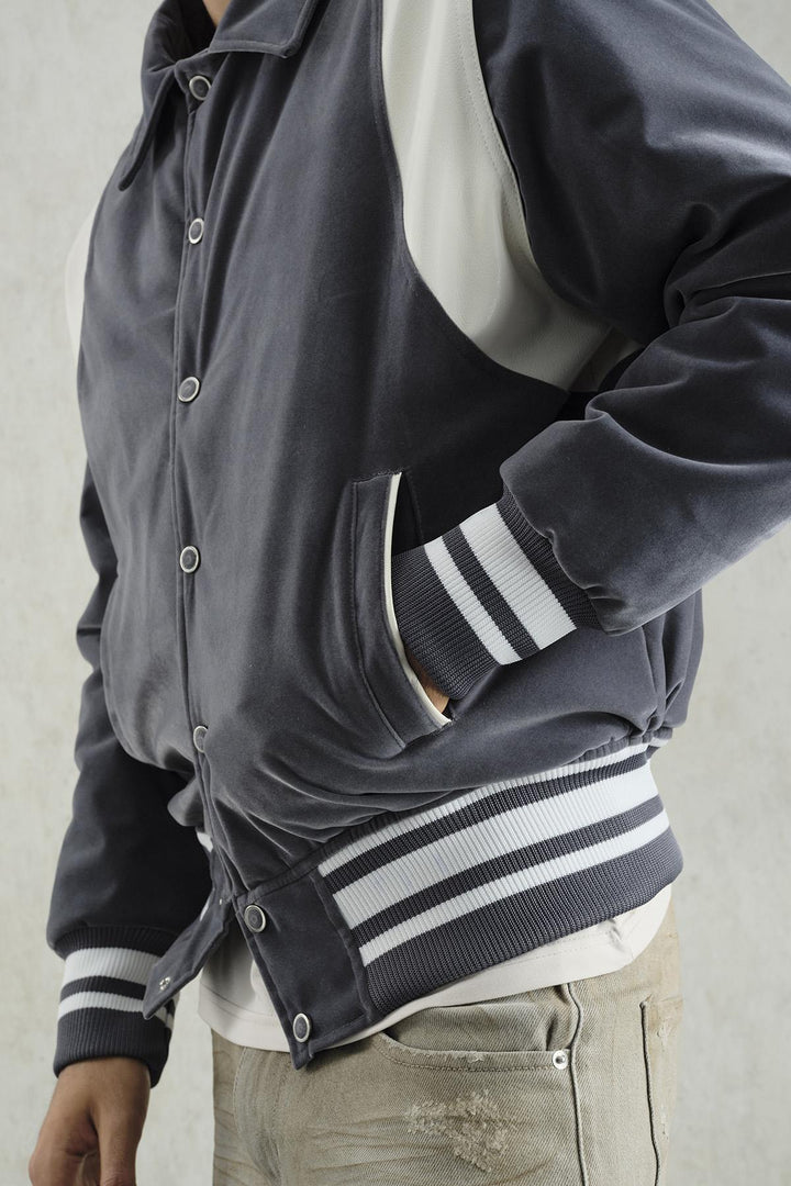 Giesto Veste de collège en velours gris - Gris