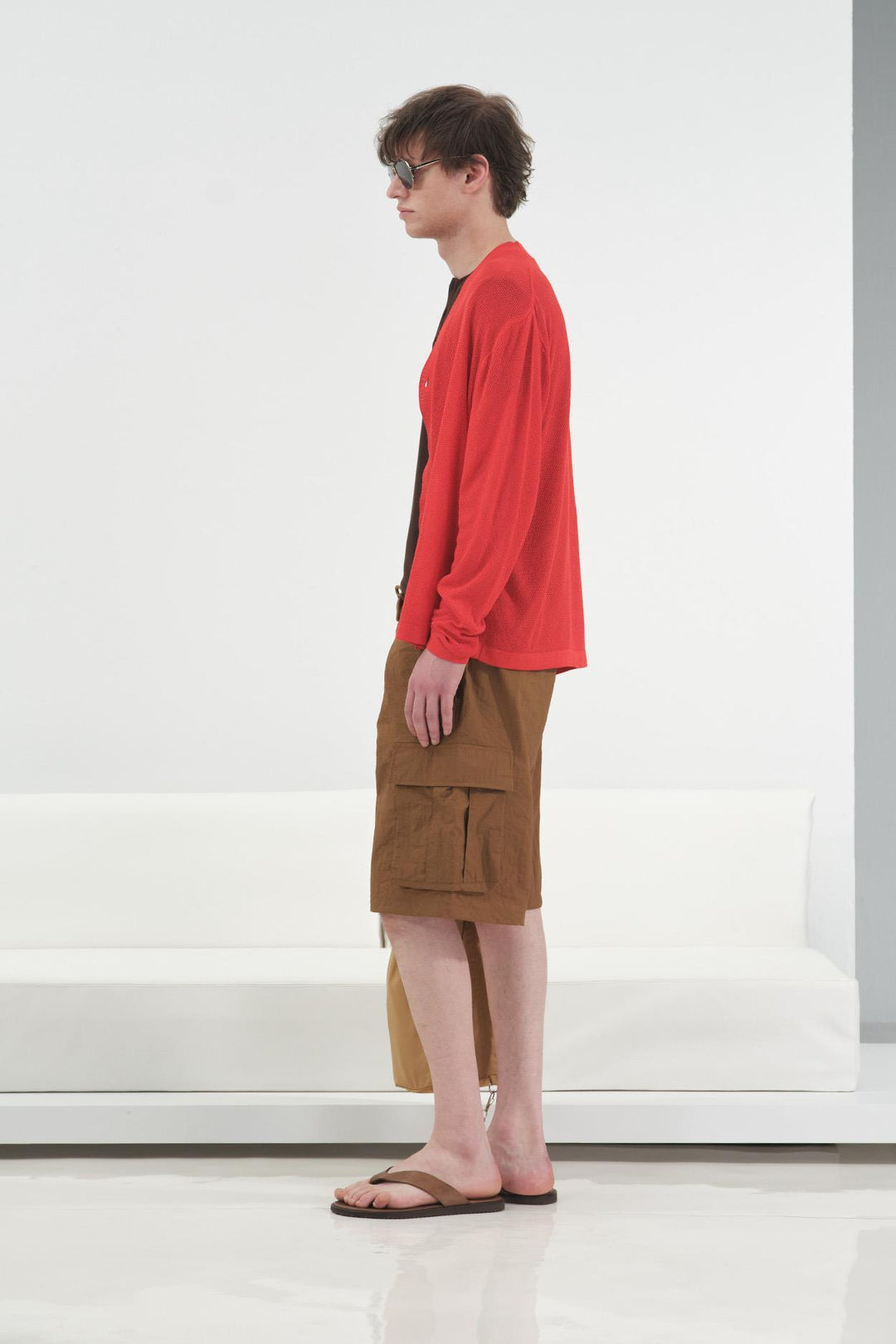 Giesto Gilet en tricot rouge léger à mailles fines - Rouge