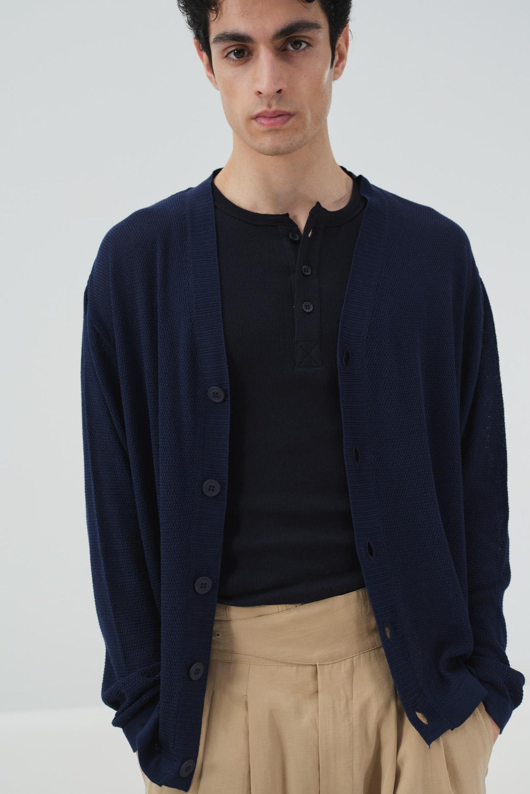 Giesto Gilet en tricot léger à mailles fines bleu marine - Bleu marine
