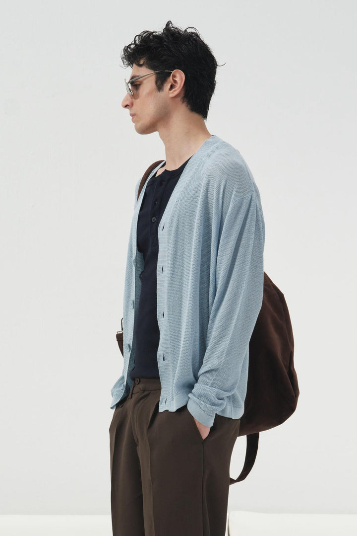 Giesto Gilet en tricot léger à mailles fines bleu - Bleu