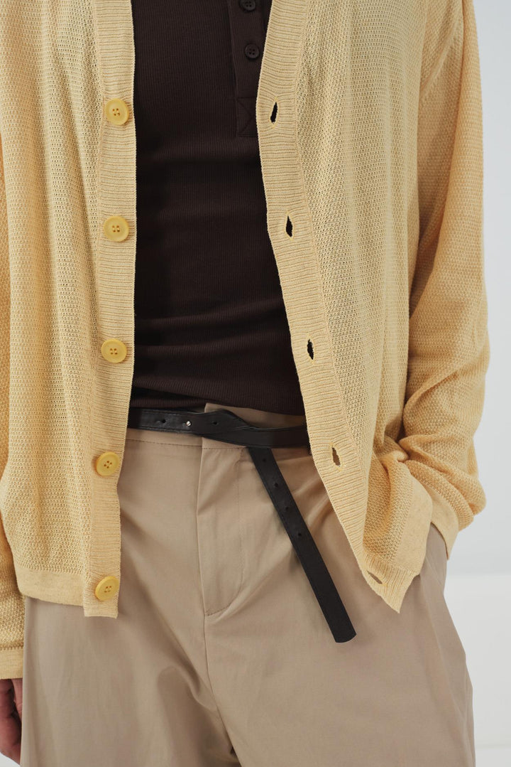 Giesto Gilet en tricot léger à mailles fines jaune - Jaune