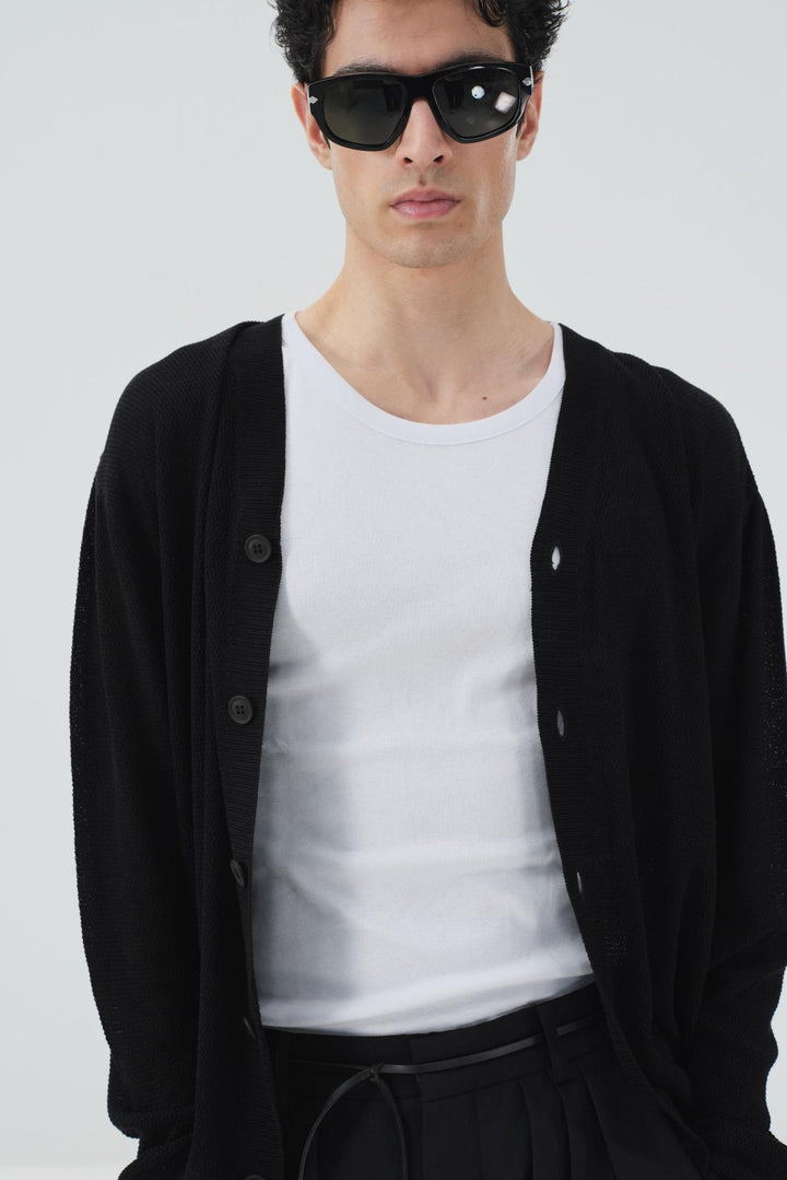Giesto Gilet en tricot léger à mailles fines noir - Noir