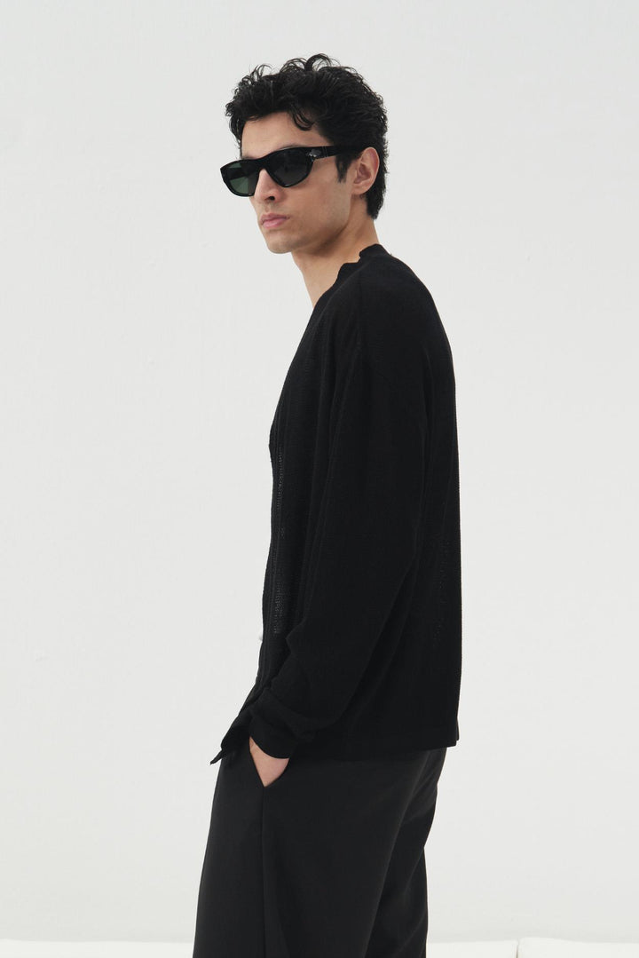 Giesto Gilet en tricot léger à mailles fines noir - Noir