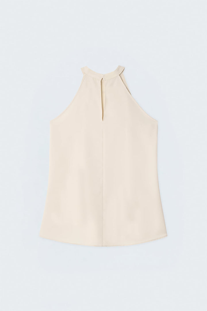 Sateen Blouse Col Halter - Beige