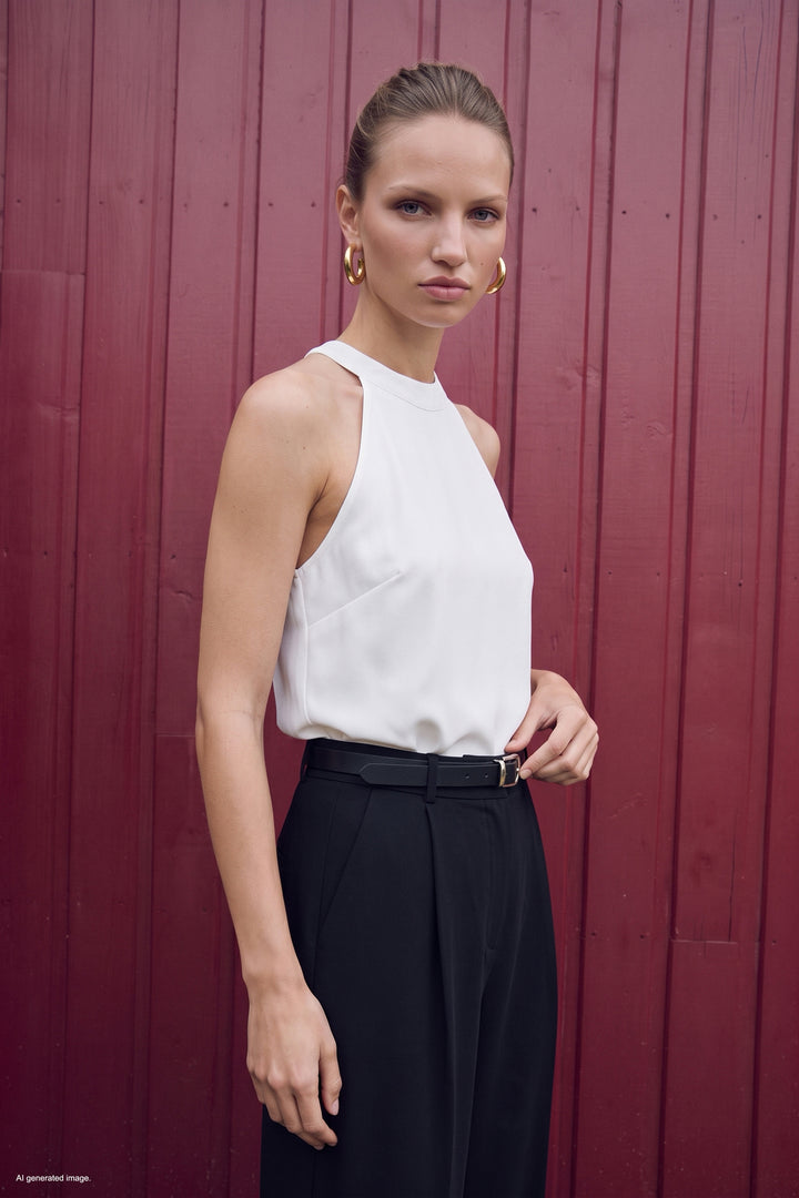 Sateen Blouse Col Halter - Écru