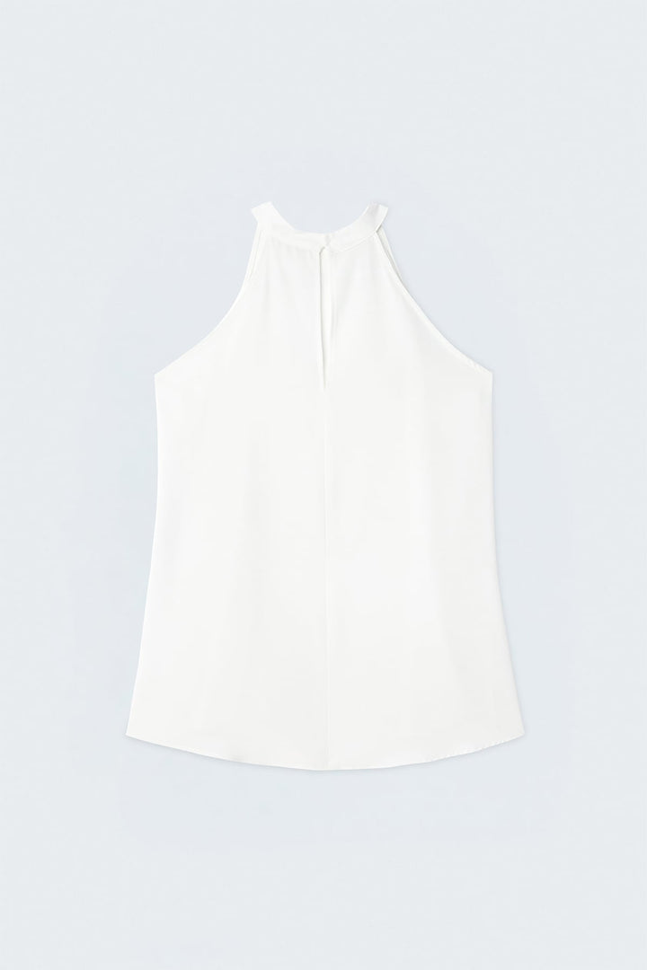Sateen Blouse Col Halter - Écru