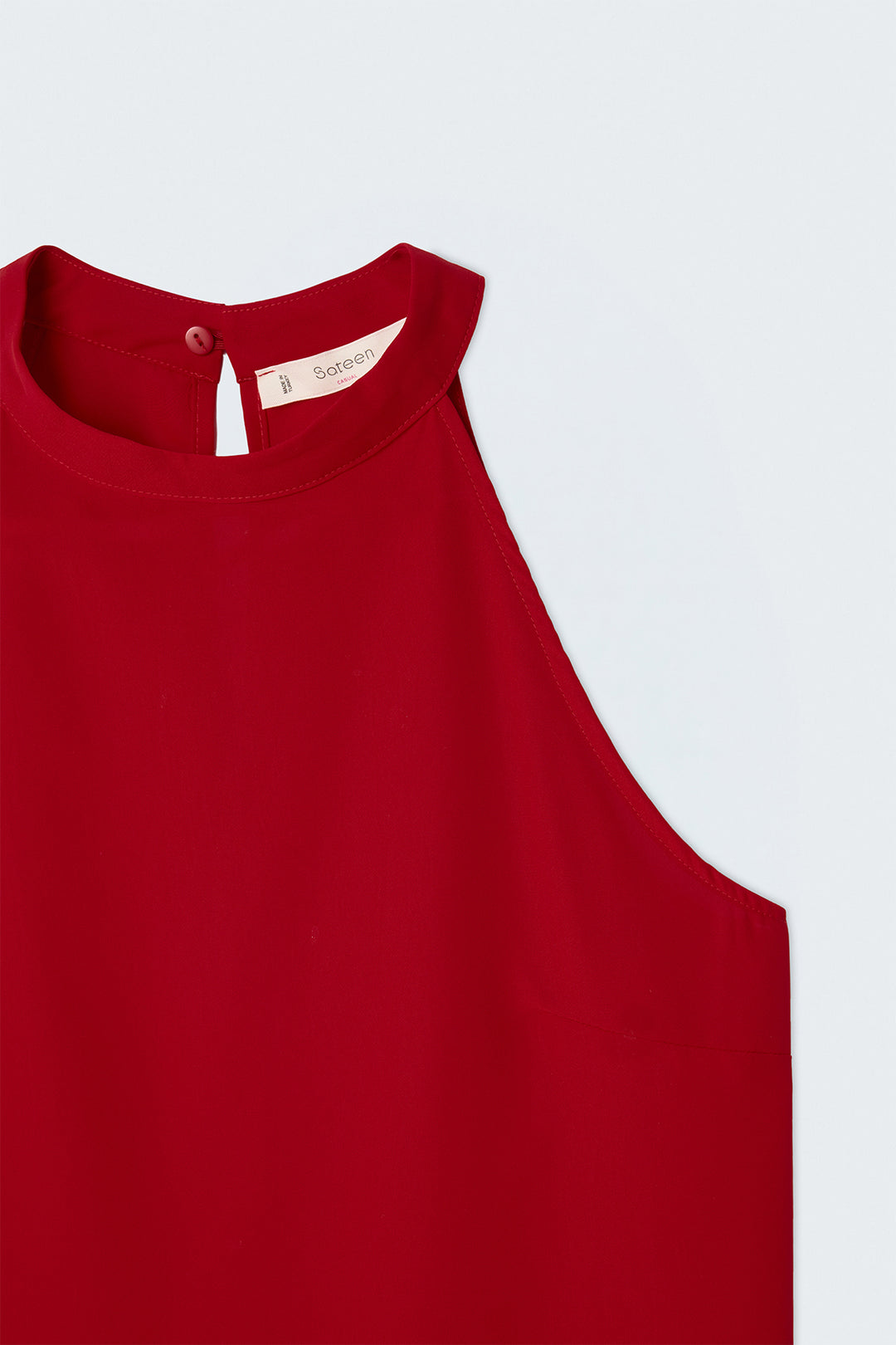 Sateen Blouse Col Halter - Rouge