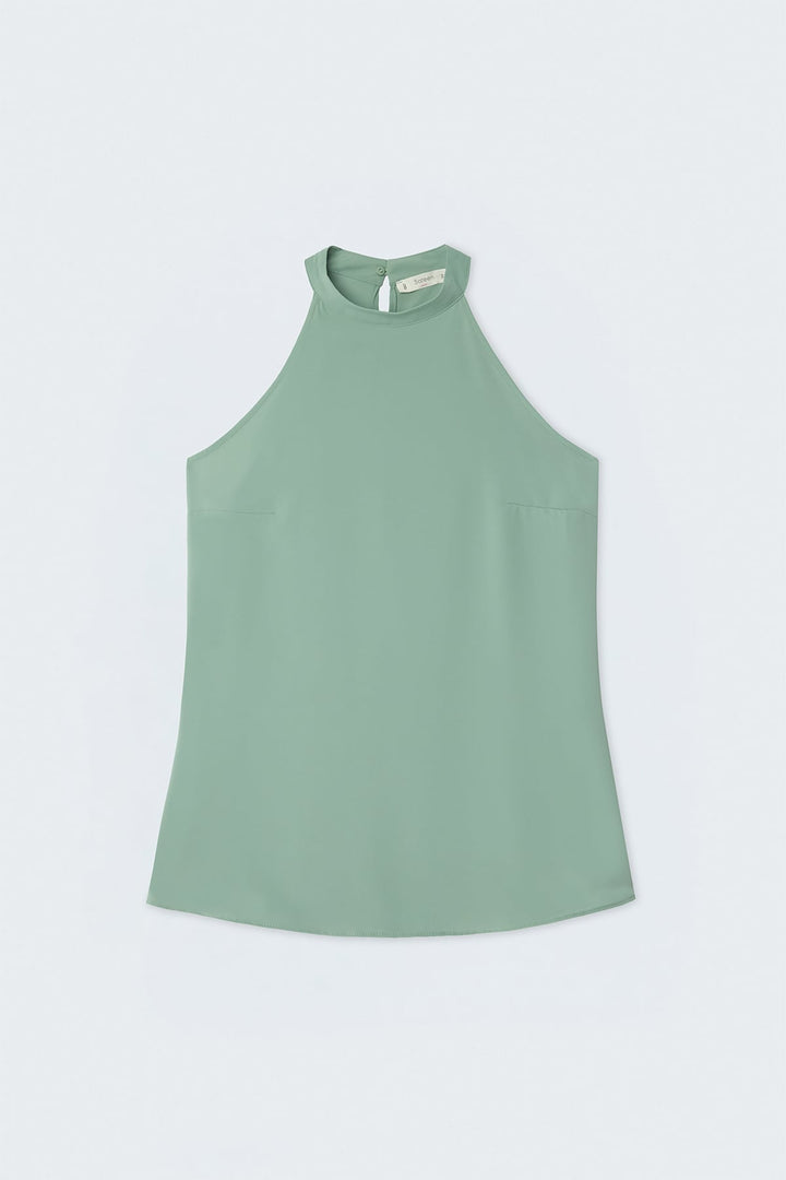 Sateen Blouse Col Halter - Menthe
