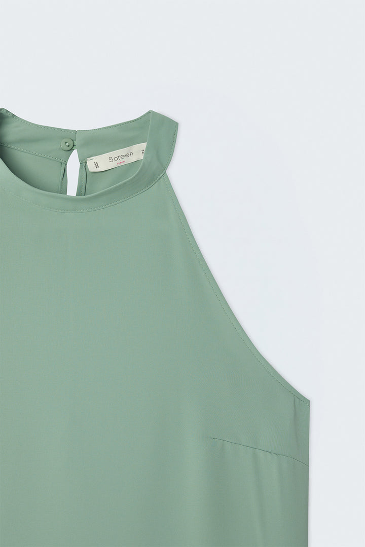 Sateen Blouse Col Halter - Menthe