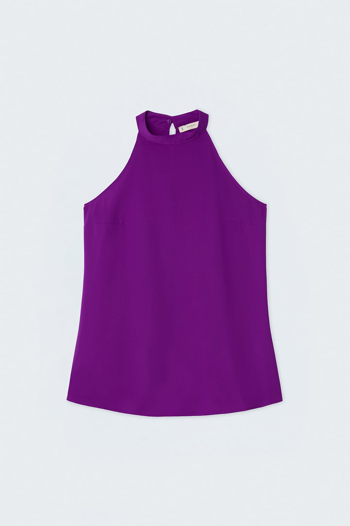 Sateen Blouse Col Halter - Violet