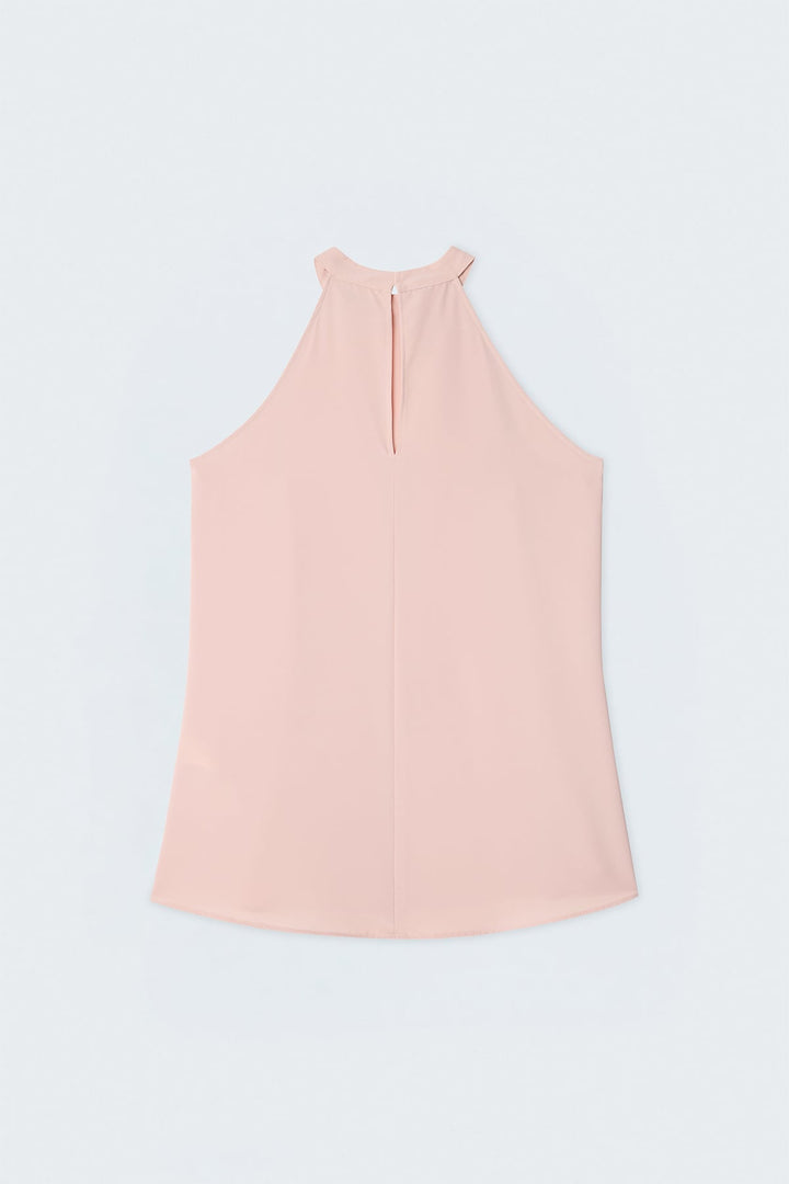 Sateen Blouse Col Halter - Poudre