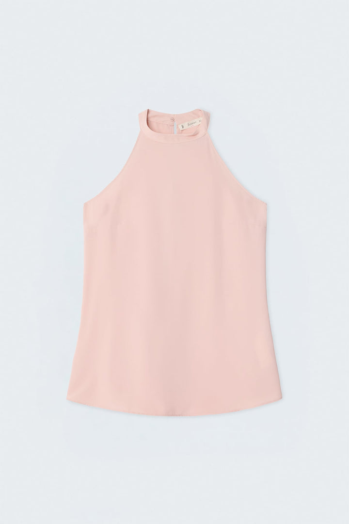Sateen Blouse Col Halter - Poudre
