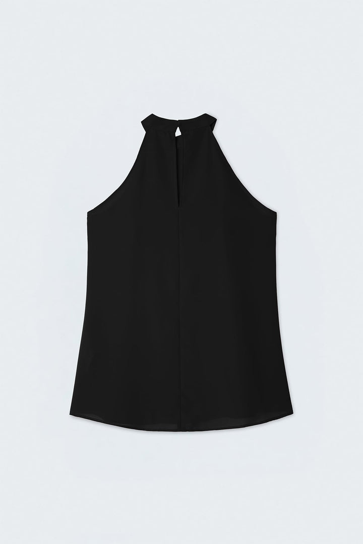 Sateen Blouse Col Halter - Noir