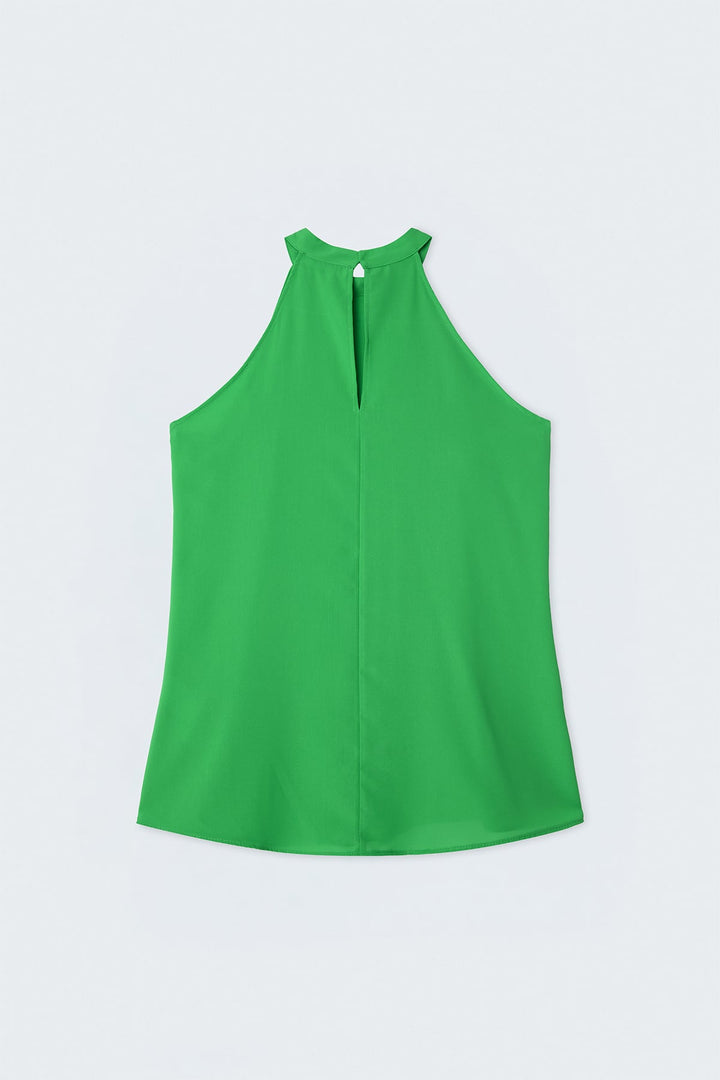 Sateen Blouse Col Halter - Vert
