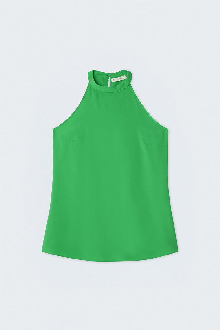 Sateen Blouse Col Halter - Vert