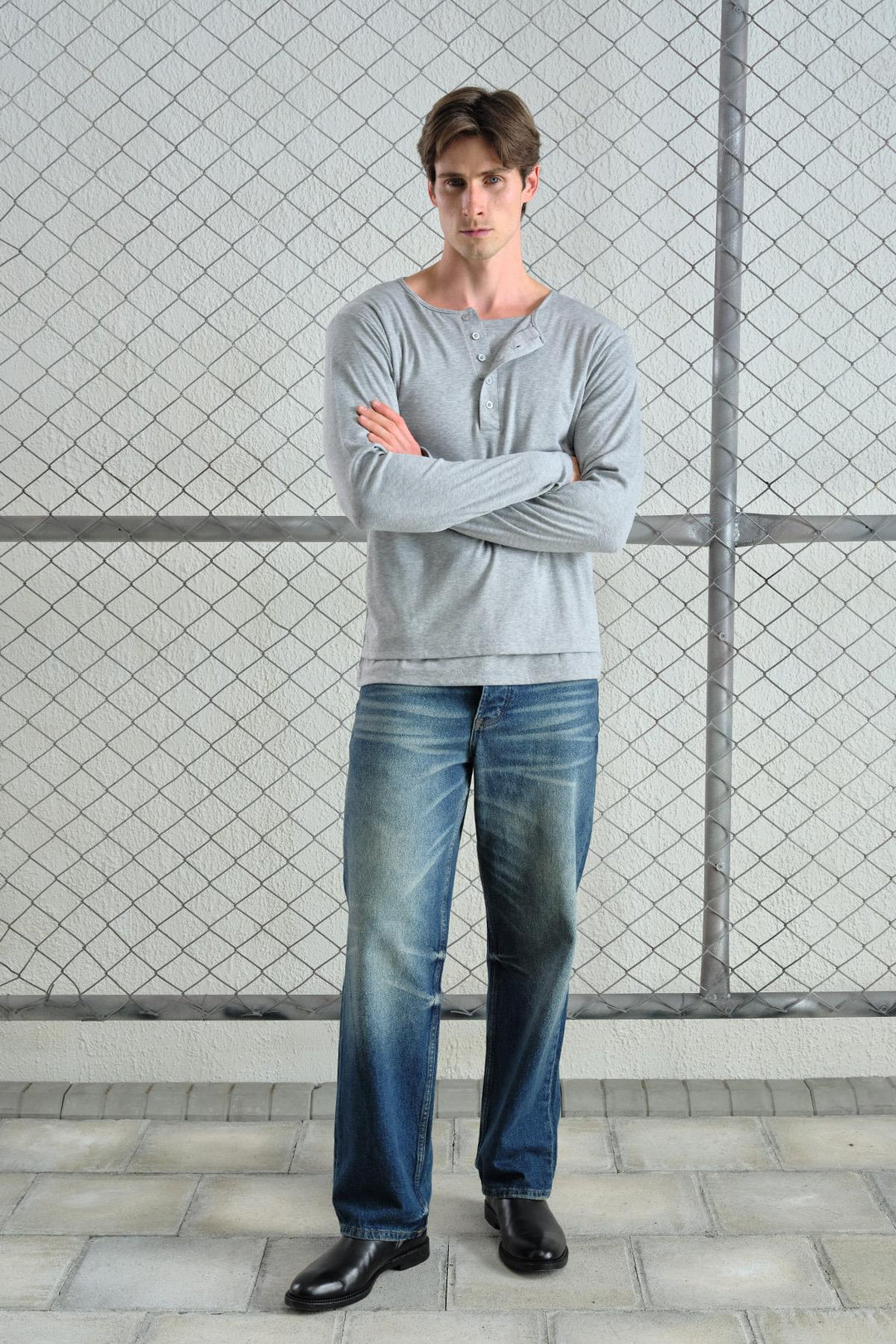 Giesto T-Shirt long à manches avec débardeur gris - Gris