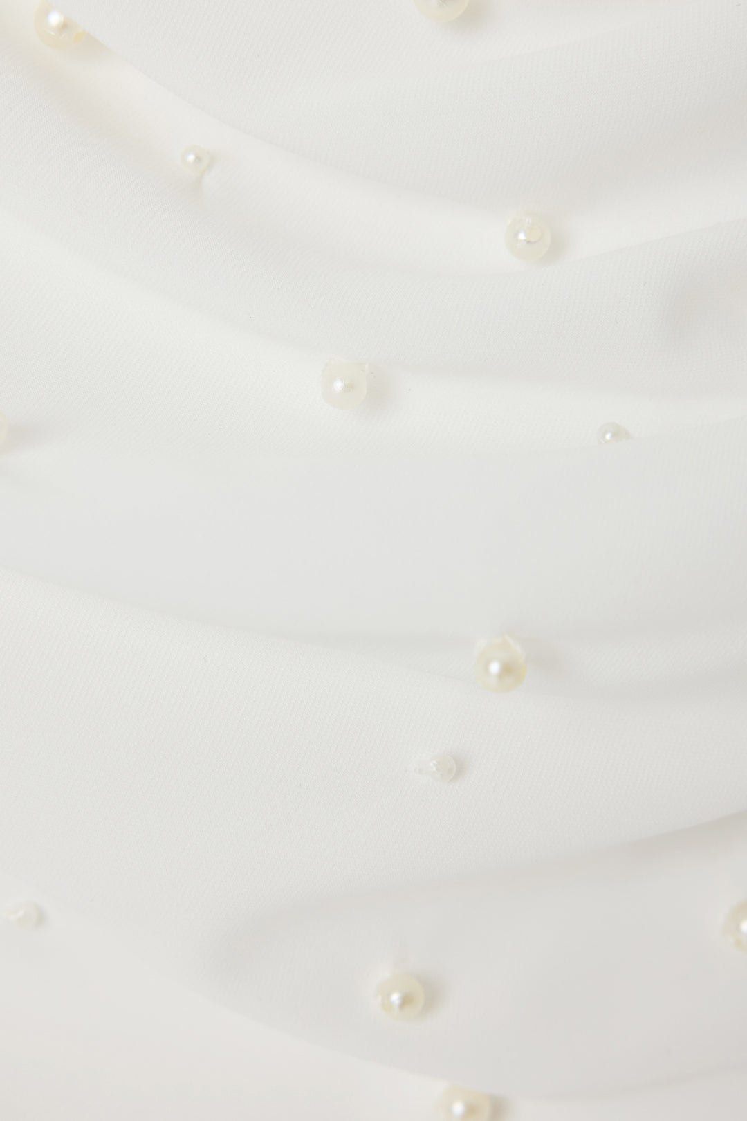 Sateen Blouse à Détails de Perles - Écru