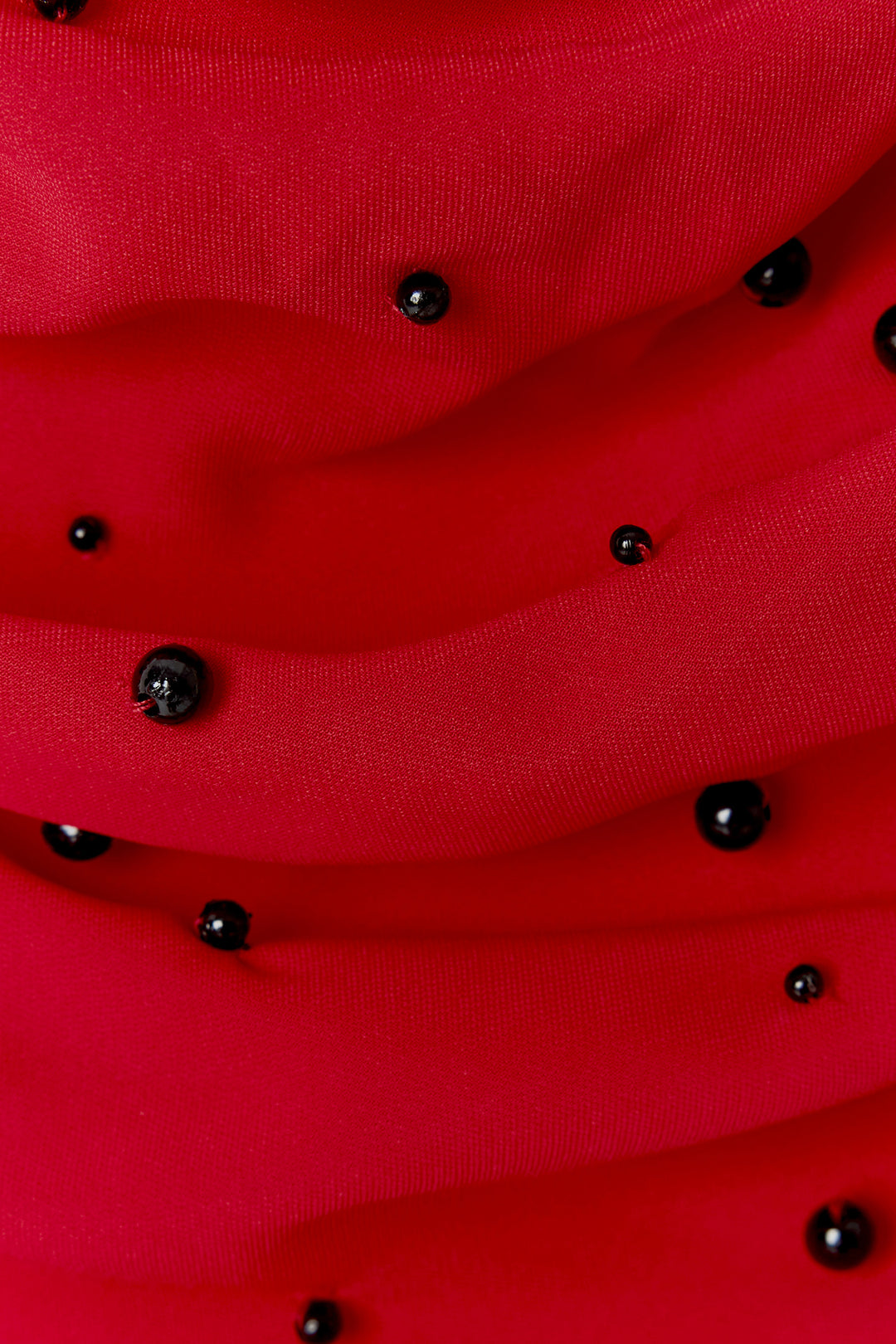 Sateen Blouse à Détails de Perles - Rouge