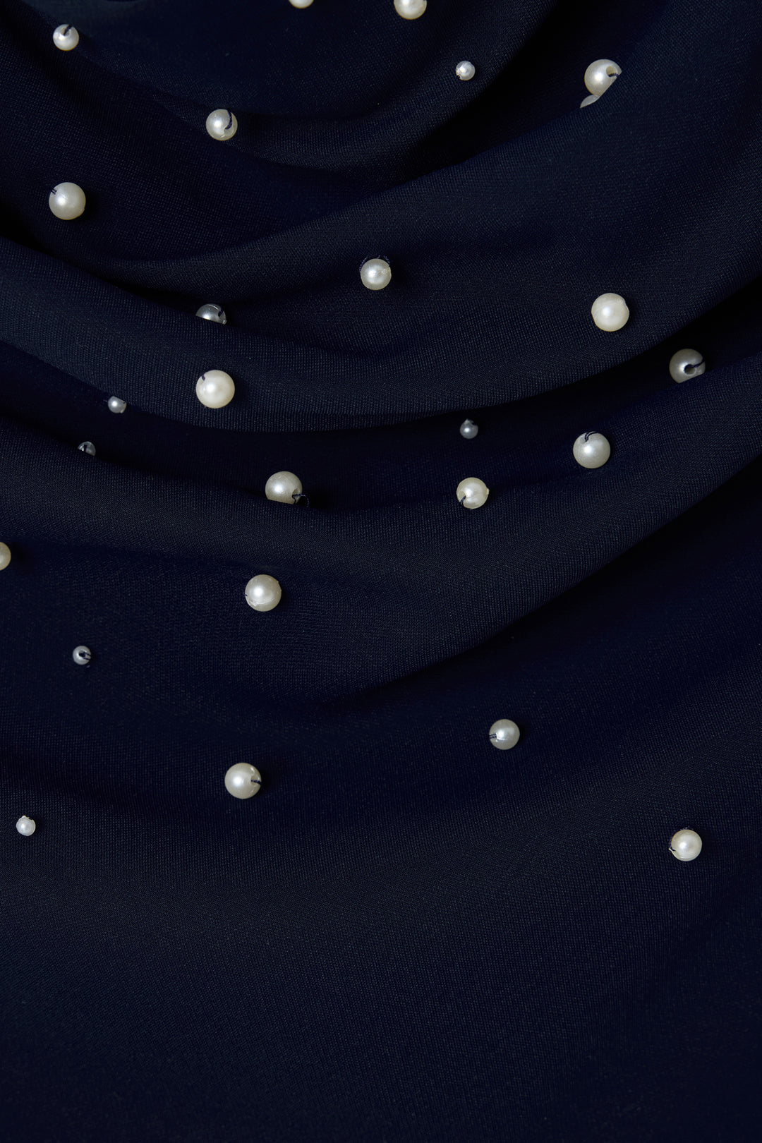 Sateen Blouse à Détails de Perles - Bleu marine