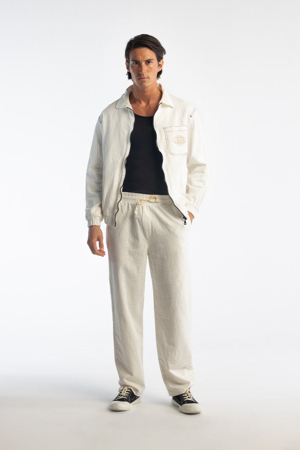 Giesto Pantalon en lin inclusif - Blanc