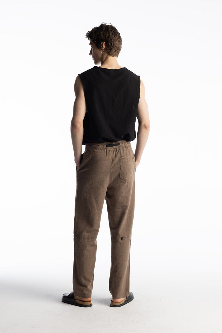 Giesto Pantalon en lin inclusif - Marron