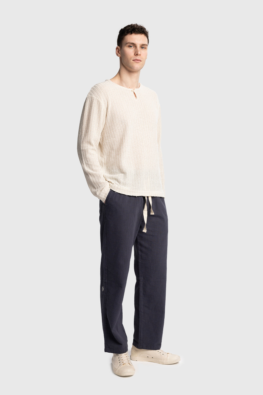 Giesto Pantalon en lin inclusif - Bleu marine