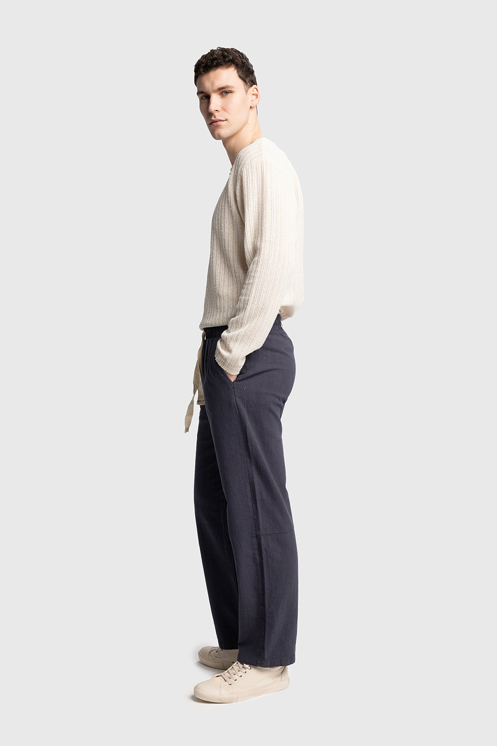 Giesto Pantalon en lin inclusif - Bleu marine