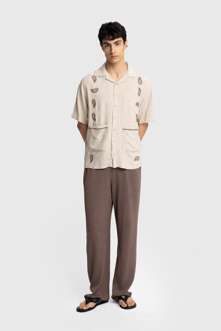 Giesto Chemise à manches courtes avec détails brodés - Beige