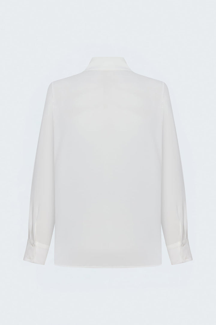 Sateen Chemise classique avec détail de broderie - Écru