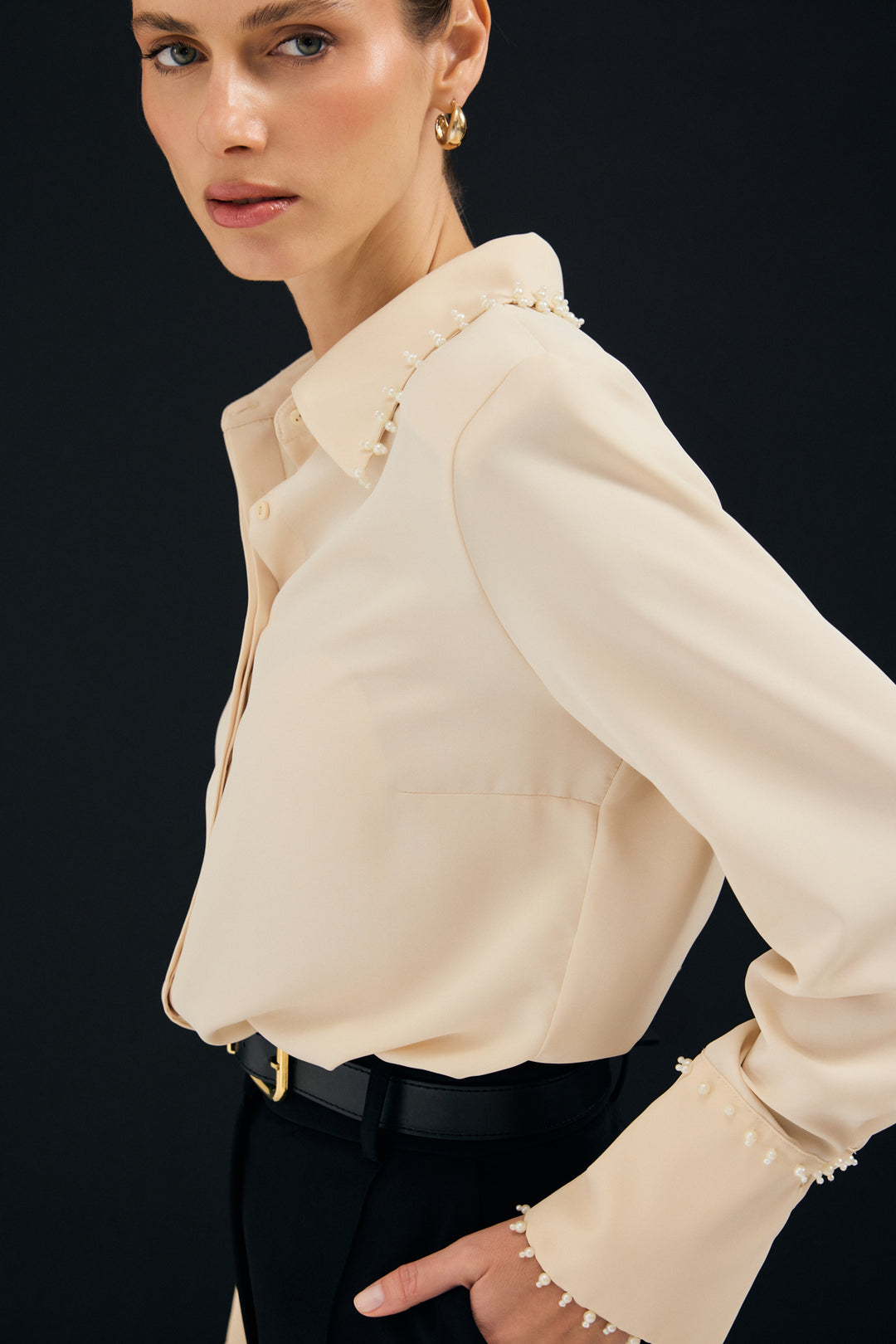 Sateen Chemise Brodée - Beige