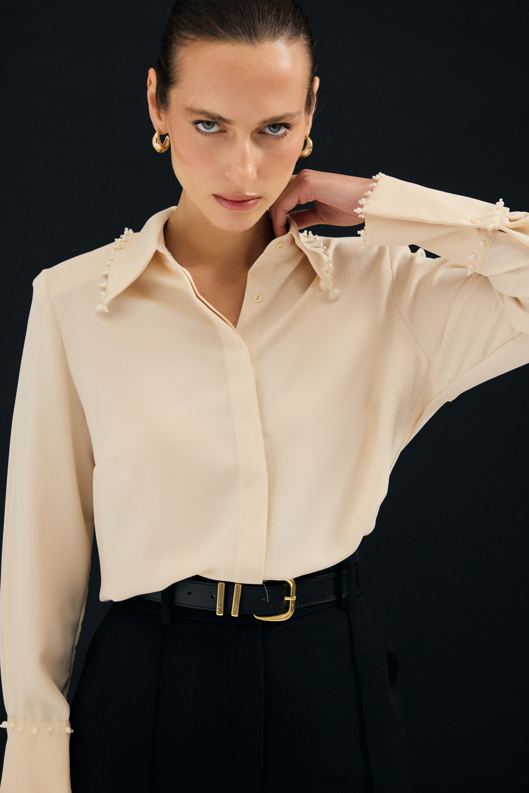Sateen Chemise Brodée - Beige