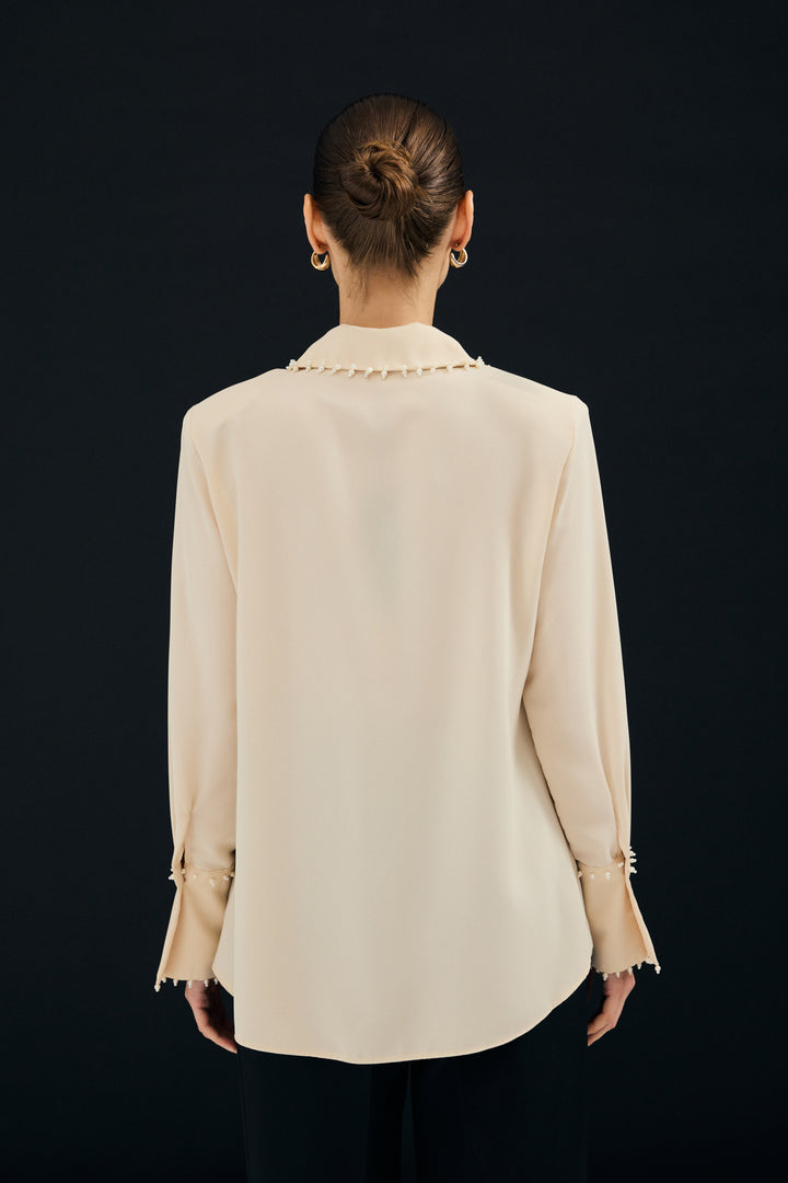 Sateen Chemise Brodée - Beige