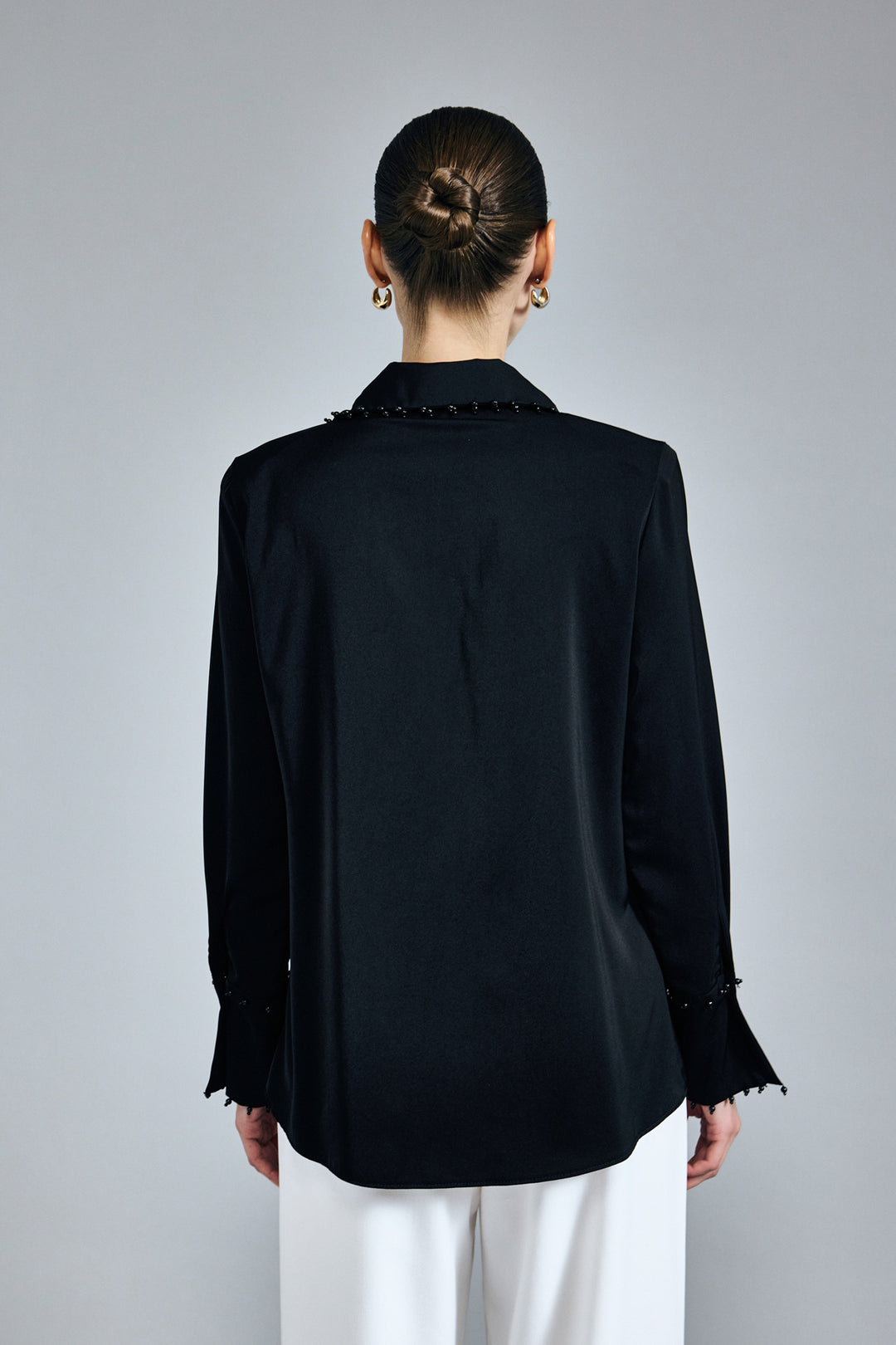 Sateen Chemise Brodée - Noir