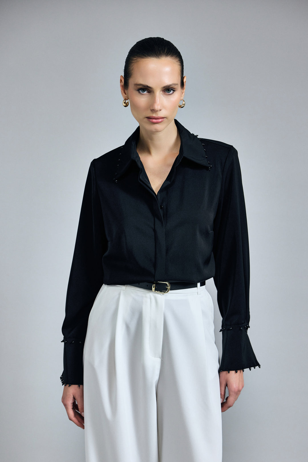 Sateen Chemise Brodée - Noir