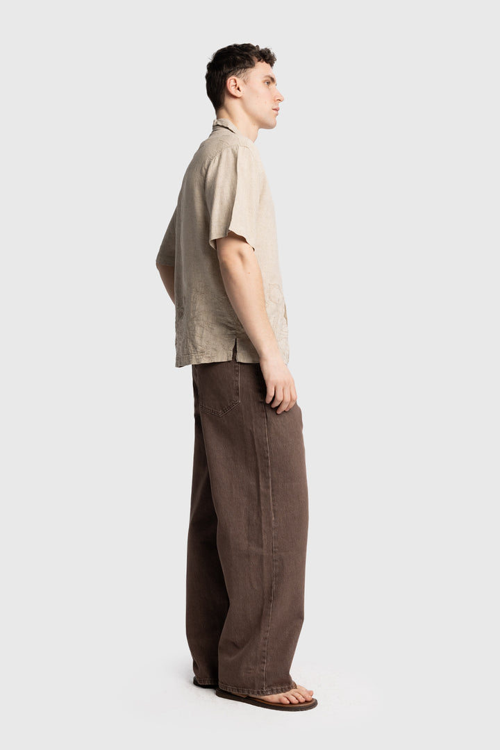 Giesto Chemise en lin brodée - Beige