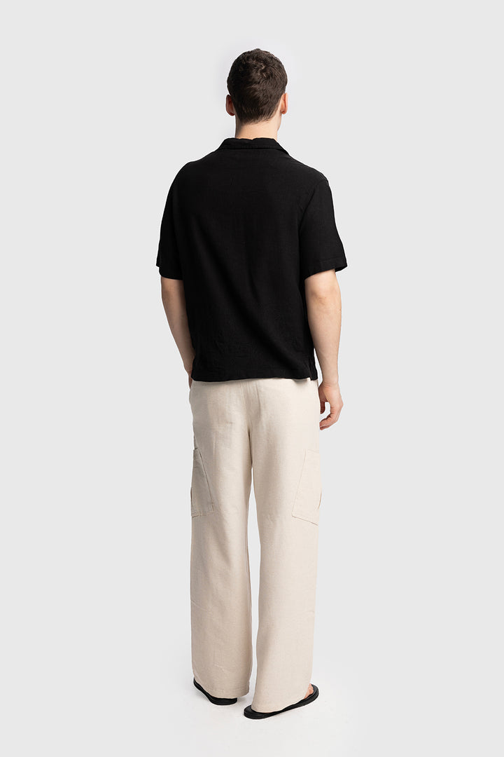 Giesto Chemise en lin brodée - Noir