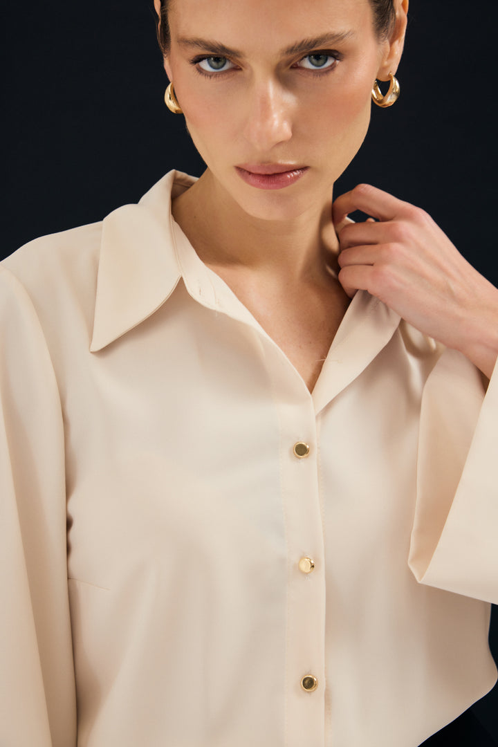 Sateen Chemise à manches espagnoles - Beige