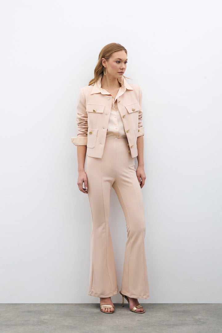 Sateen Pantalon Évasé Espagnol - Beige