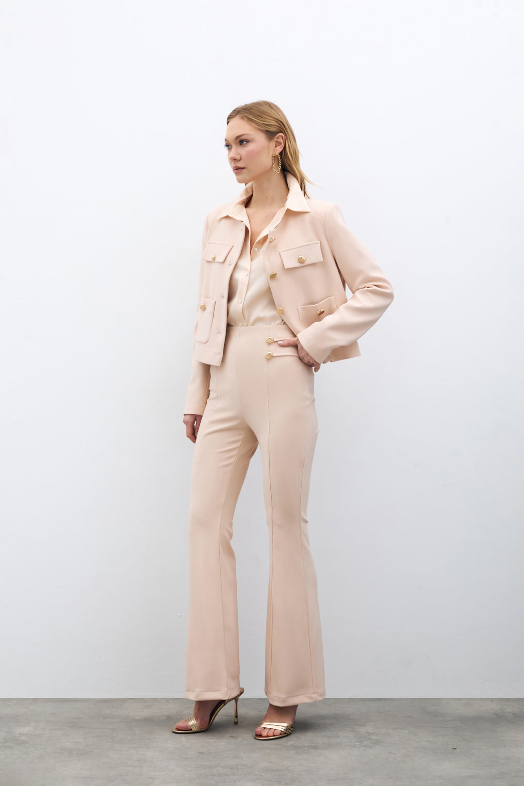 Sateen Pantalon Évasé Espagnol - Beige