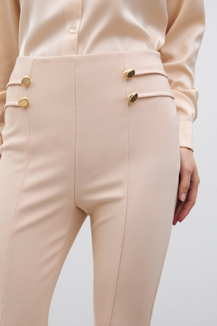 Sateen Pantalon Évasé Espagnol - Beige